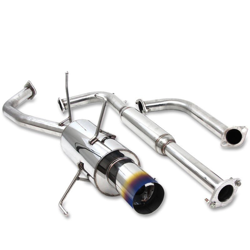 Catback Exhaust System 4″ Round Burnt Muffler Tip with Silencer For 00-03 Nissan Maxima A33 3.0L/3.5L V6 DOHC
