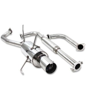 Catback Exhaust System 4″ Round Muffler Tip with Silencer For 00-03 Nissan Maxima A33 3.0L/3.5L V6 DOHC