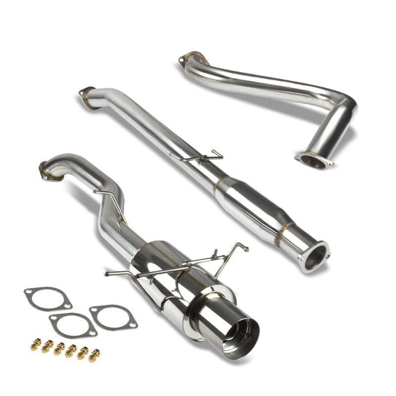 Catback Exhaust System 4″ Round Muffler Tip with Silencer For 07-12 Nissan Sentra B16 SE-R/Spec V 2.5L DOHC