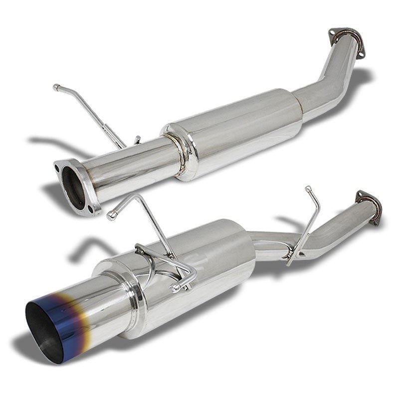 Catback Exhaust System 4″ Round Burnt Muffler Tip For 89-94 Nissan 240SX S13 Silvia Base/SE/LE/XE
