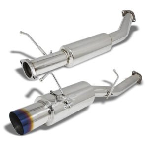 Catback Exhaust System 4″ Round Burnt Muffler Tip For 89-94 Nissan 240SX S13 Silvia Base/SE/LE/XE