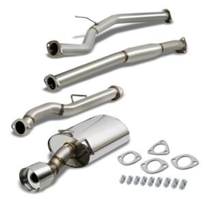 Catback Exhaust System 4″ Round Muffler Tip For 12-15 Honda Civic 2-Door FG3/FG4 1.8L SOHC