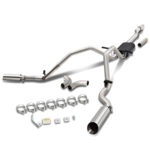 4″ Mufflers Rolled Tip Catback Exhaust System For 14-19 Silverado/Sierra 4.3 5.3