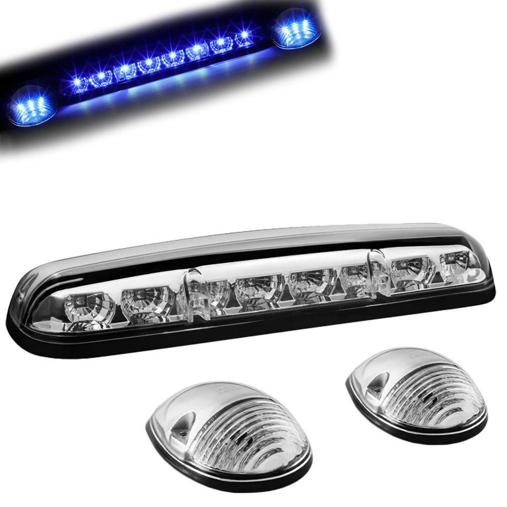 Chrome House/Clear Len/Blue LED Roof Light Cab Lamp For 02-06 Silverado/Sierra