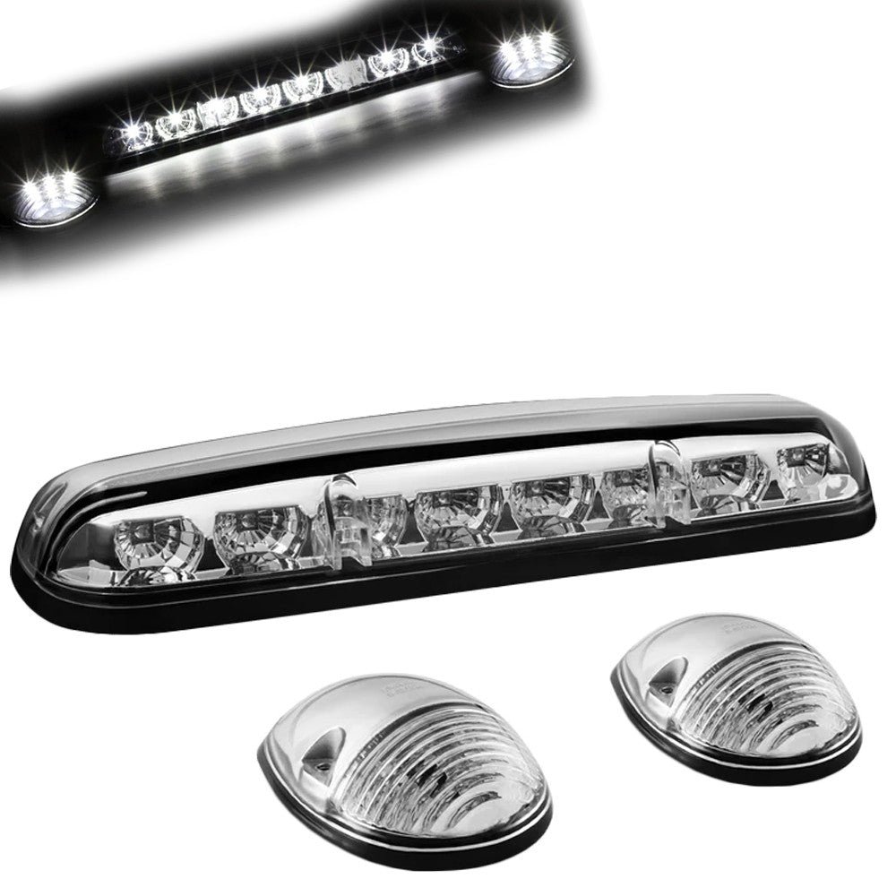 Chrome House/Clear Len/White LED Roof Light Cab Lamp For 02-06 Silverado/Sierra