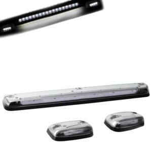 Chrome House/Clear Len/White LED Roof Light Cab Lamp For 07-13 Silverado/Sierra