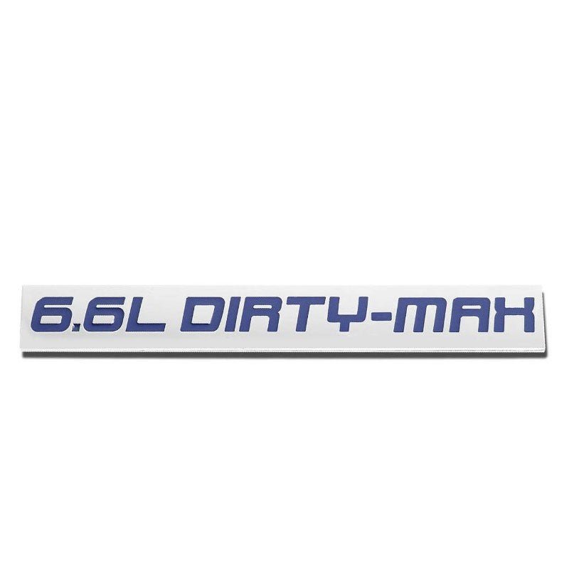 Blue/Chrome 6.6L Dirty-Max Polish Logo 3M Sticker Back Trunk Badge Emblem Decal