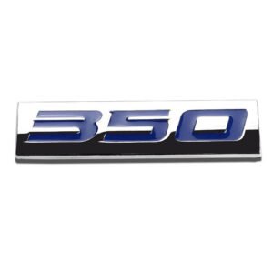 Blue/Chrome 350 Logo Sign Plate Rear Trunk Polish Badge Decal Sticker Emblem