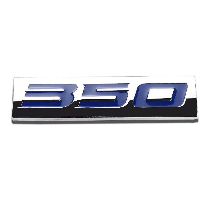 Blue/Chrome 350 Logo Sign Plate Rear Trunk Polish Badge Decal Sticker Emblem