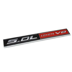 Black/Red 5.0L Coyote V8 Engine Auto Trunk Badge Emblem Decal Adhesive Sticker
