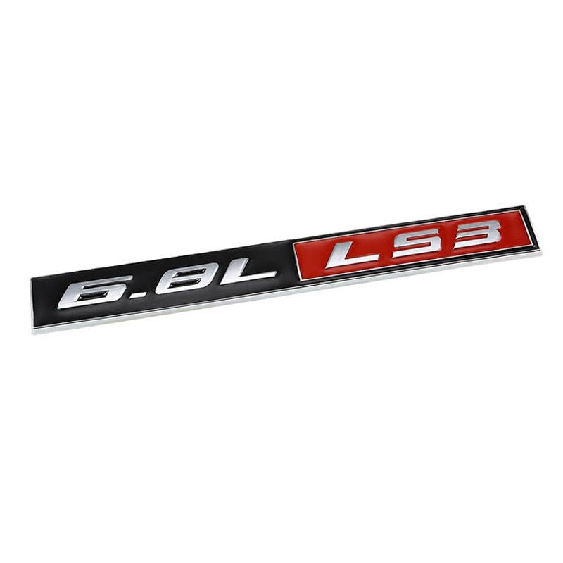 Black/Red/Chrome 6.8L LS3 Chevy Trunk Badge Logo Emblem Metal Decal 3M Sticker