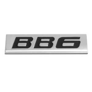 Black/Chrome BB6 Text Logo Automobile Trunk Metal Badge Emblem Decal Plate