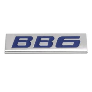 Blue/Chrome BB6 Car Sign Logo Plate Rear Trunk Metal Badge Decal Emblem