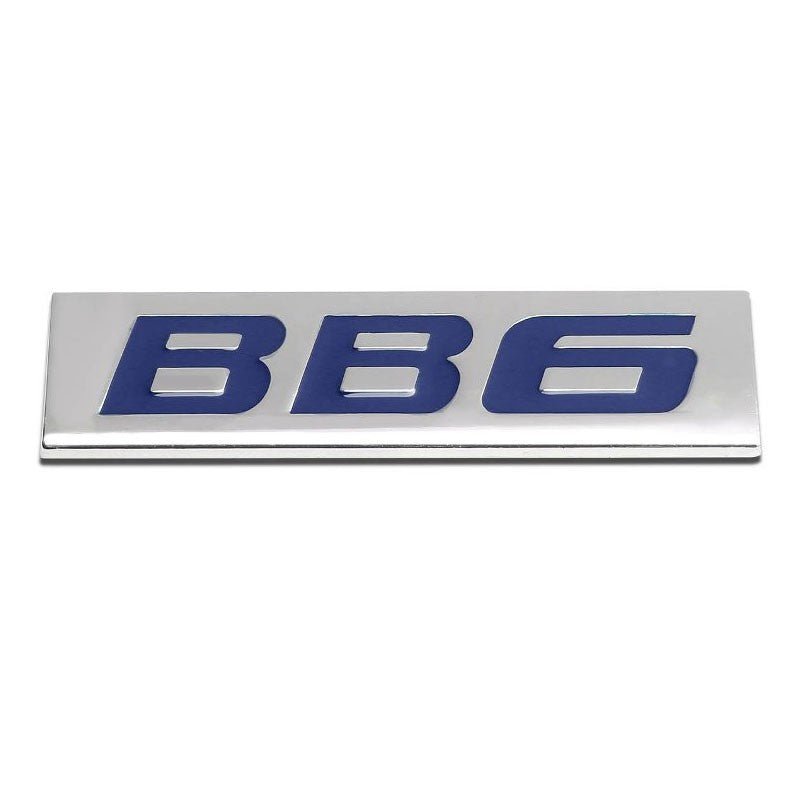 Blue/Chrome BB6 Car Sign Logo Plate Rear Trunk Metal Badge Decal Emblem