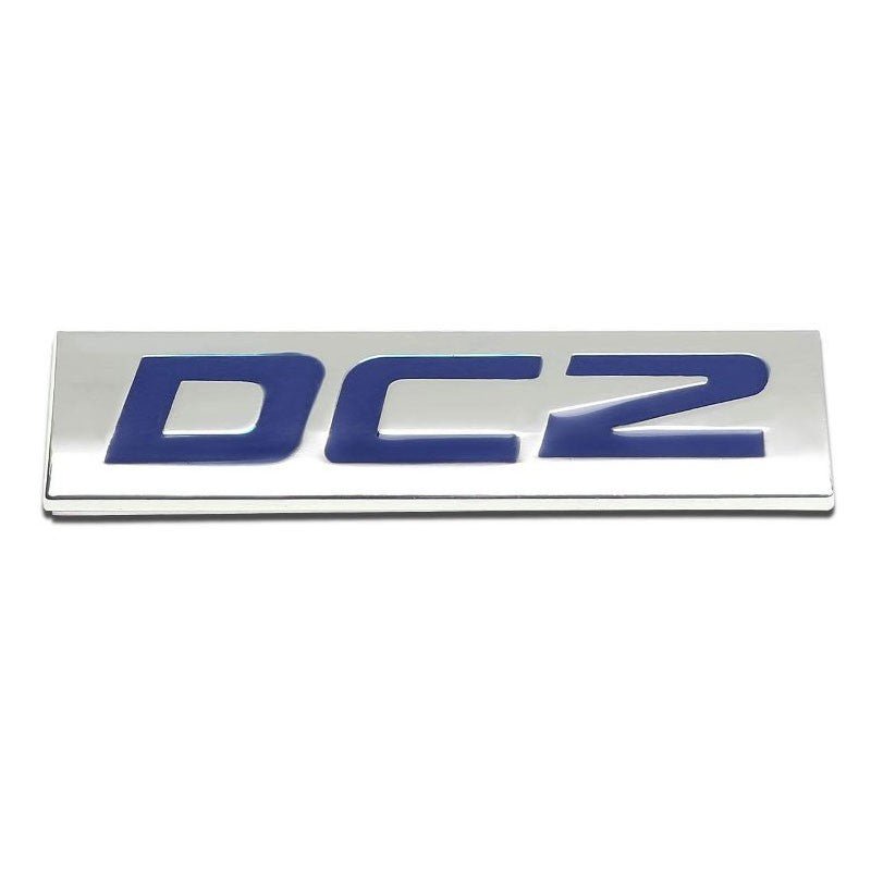 Blue/Chrome DC2 Logo Plate Rear Trunk Metal Badge Decal Sticker Emblem