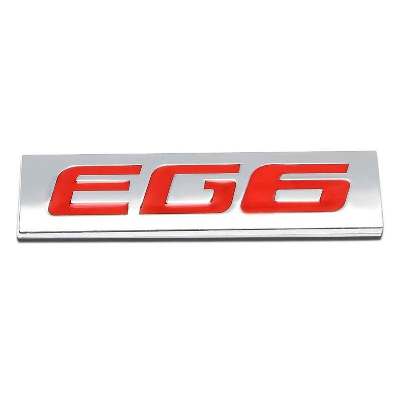 Red/Chrome EG6 Auto Sign Trim Trunk Polished Logo Badge Decal Emblem Plate