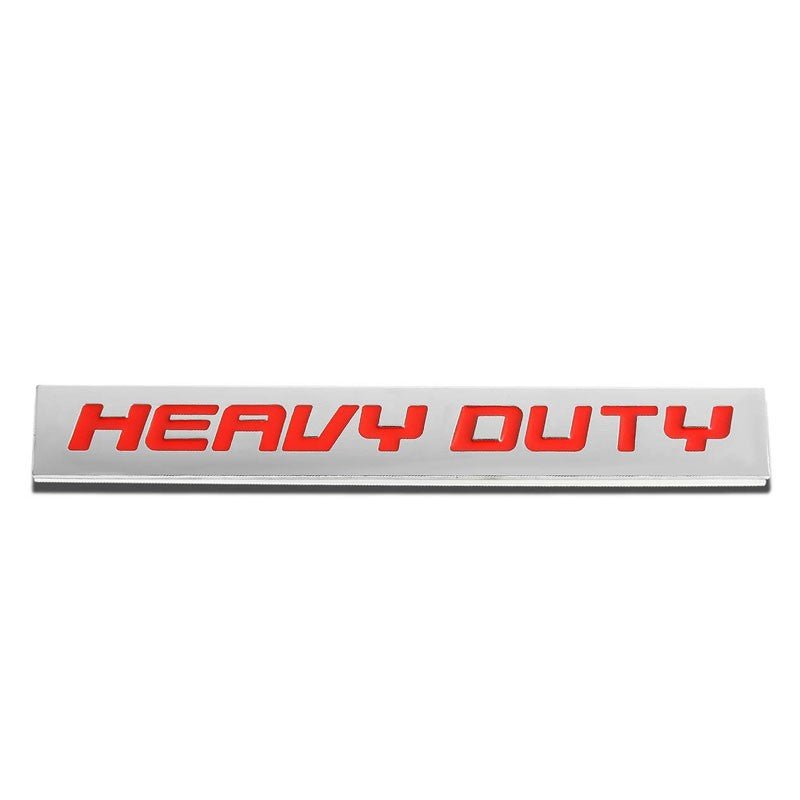 Red/Chrome HEAVY DUTY text Sign Trim Rear Trunk Polished Badge Decal Emblem