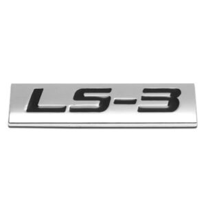 Black/Chrome LS3 Letter Sign Engine Sport Trunk Metal Badge Decal Emblem Plate