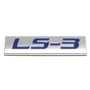 Blue/Chrome LS3 text Logo Plate Rear Motor Trunk Metal Sign Badge Decal Emblem