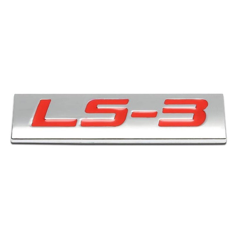 Red/Chrome LS3 Sign Trim Race Car Rear Trunk Polished Logo Badge Decal Emblem