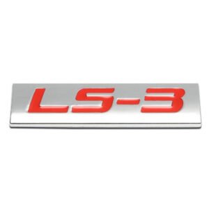 Red/Chrome LS3 Sign Trim Race Car Rear Trunk Polished Logo Badge Decal Emblem