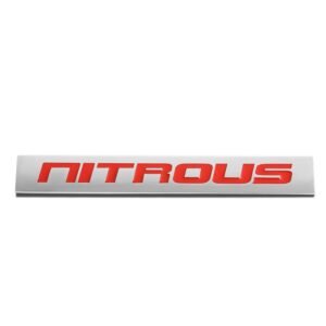Red/Chrome NITROUS Text Sign Trim Motor Rear Trunk Polished Badge Decal Emblem