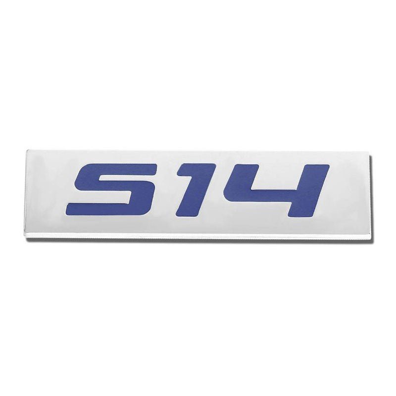 Blue/Chrome S14 Text Logo Plate Rear Trunk Metal Badge Decal Sticker Emblem