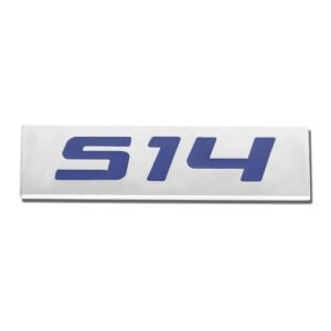 Blue/Chrome S14 Text Logo Plate Rear Trunk Metal Badge Decal Sticker Emblem