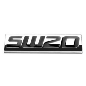 Black/Chrome SW20 Letter Logo Sign Rear Trunk Polished Badge Decal Plate Emblem