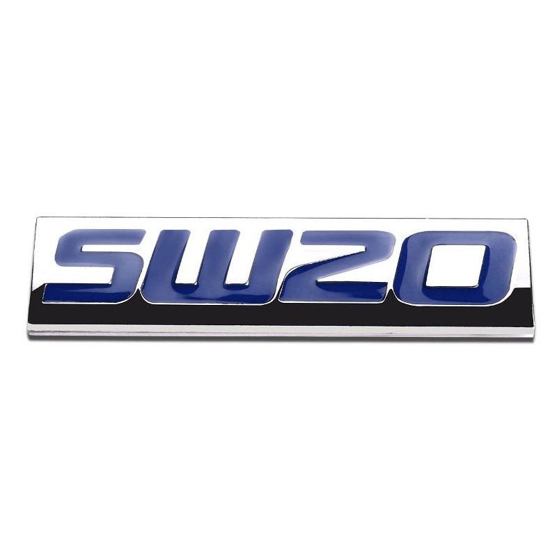 Blue/Chrome SW20 Text Logo Plate Auto Trunk Metal Badge Decal Sticker Emblem