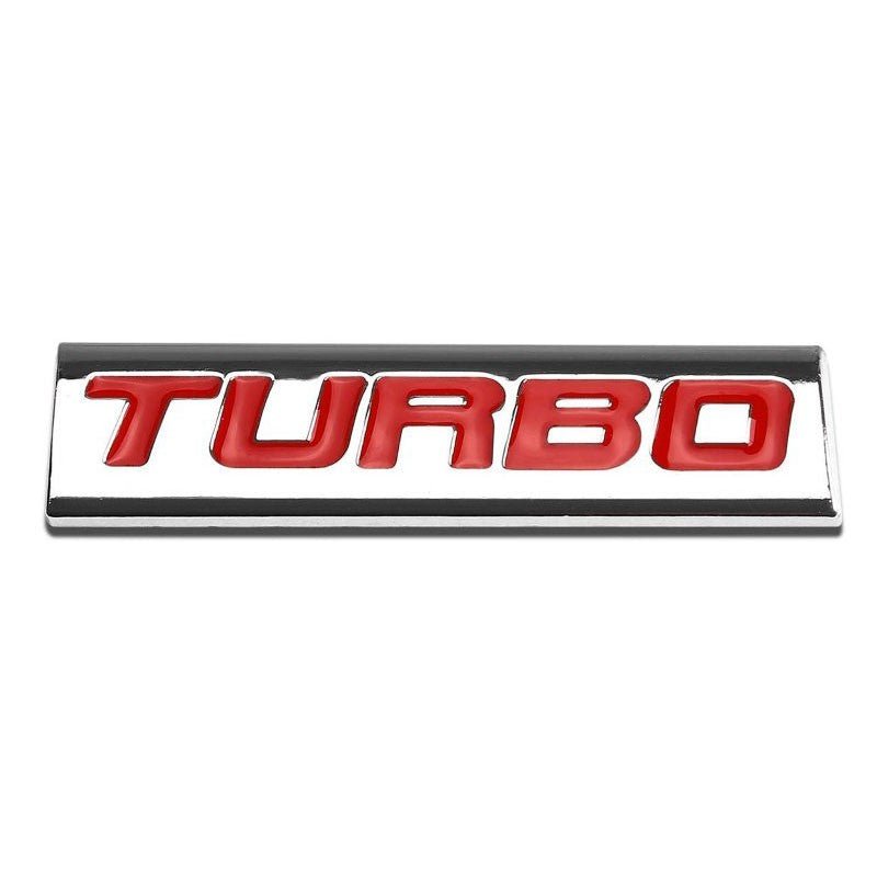 Red/Chrome TURBO Sign LOGO Trim Rear Trunk Polished Badge Decal Emblem 3M Tape