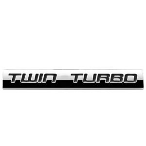 Black/Chrome “TWIN TURBO” Letter Rear Trunk Metal Badge Emblem Decal Plate