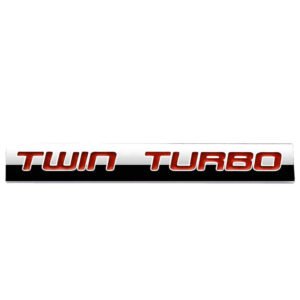 Red/Chrome “TWIN TURBO” Letter Rear Trunk Metal Badge Emblem Decal Plate