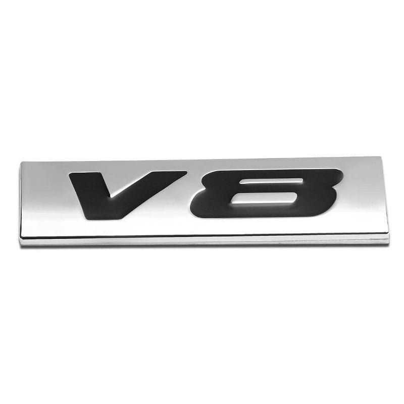 Black/Chrome V8 Letter Sign Engine REAR Trunk Polished Badge Decal Plate Emblem