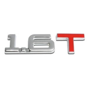 Chrome 1.6T Sign Logo Auto Engine Trunk Metal Badge Emblem Decal w/ 3M Adhesive