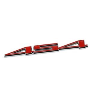 Red/Chrome 454 Letter Logo Engine Trunk Badge Emblem Metal Decal Plate 3M Tape