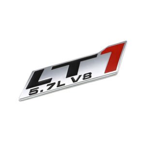 Black/Red/Chrome 5.7L LT1 V8 Engine Trunk Badge Emblem Plate Decal 3M Sticker