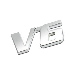 Chrome V6 Sign Logo Symbol Rear Trunk Badge Emblem Decal 3M Adhesive Sticker
