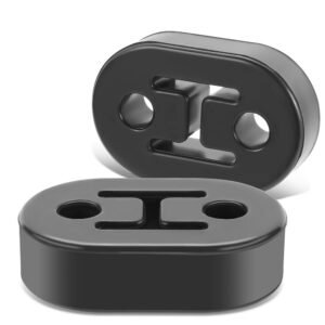 2PCs Black 2-Hole Exhaust Hanger Insulators Mounting Bracket [1.55″ Hole Spacing]