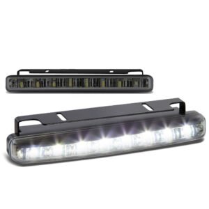 [Smoke Lens] 8 White LED Front Bumper Day Time Running Light Fog Lamp with Mount 6.25″ x 1.75″ x 0.75″
