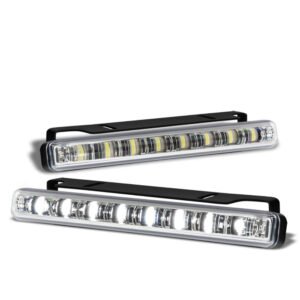 [Clear Lens] 8 White LED Front Bumper Day Time Running Light Fog Lamp with Mount 6.25″ x 1.75″ x 0.75″
