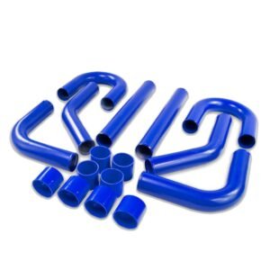 Universal 2.50″ Blue 8PC Front Mount Intercooler Piping Straight Hose+Clamp