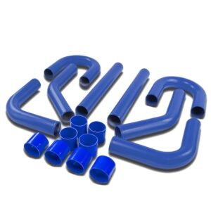 Universal 2.75″ Blue 8PC Front Mount Intercooler Piping Straight Hose+Clamp