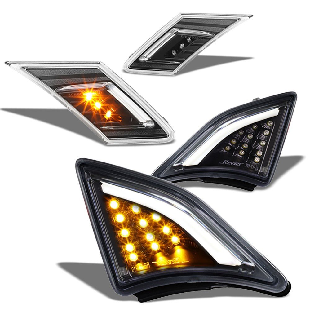 Black/Clear Len Bumper LED Turning Signal Corner/Side Marker Light For Scion FRS