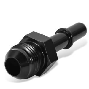 BFC Push-on Hose End (Quick-Disconnect) to AN Male Fuel Line EFI Fitting Adapter [Straight] [-8 to 3/8″ Barb] [Black]