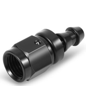 BFC Push-on Hose End to AN Female AN Fitting Adapter [Straight] [-4 to 1/4″ Barb] [Aluminum, Black]
