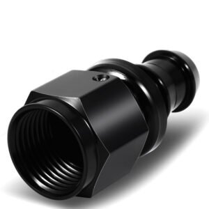 BFC Push-on Hose End to AN Female AN Fitting Adapter [Straight] [-8 to 1/2″ Barb] [Aluminum, Black]