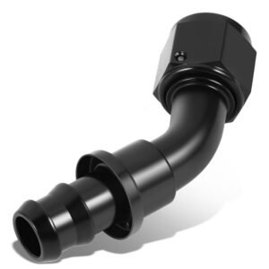 BFC Push-on Hose End to AN Female AN Fitting Adapter [45 Degree] [-10 to 5/8″ Barb] [Aluminum, Black]