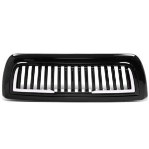 Black Glossy Badgeless Vertical Slat Style Front Grille w/LED For 10-18 Ram 3500