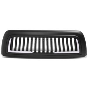 Black Matte Badgeless Vertical Slat Style Front Grille w/LED For 10-18 Ram 3500